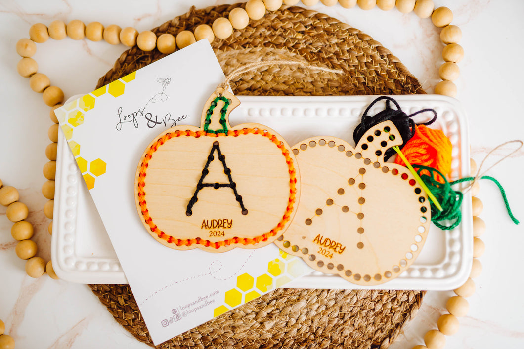 Wooden Pumpkin Yarn Sewing DIY Kit